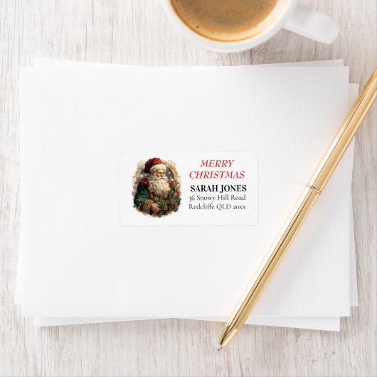 Santa  Schattigee vrolijke kerstwensen Etiket (Insitu)