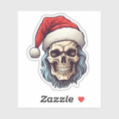 Santa schedel draagt een Pet Spooky Christmas Sticker (Vel)