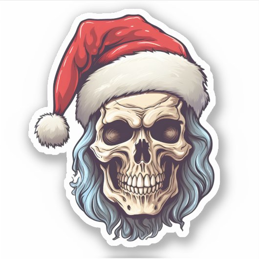 Santa schedel draagt een Pet Spooky Christmas Sticker (Voorkant)