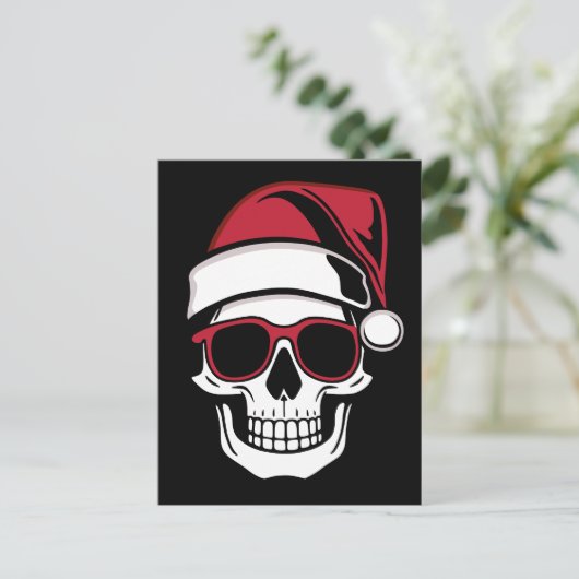 Santa schedel Gothic Kerstmis Briefkaart (Staand voorkant)