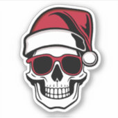 Santa schedel Gothic Kerstmis Sticker (Voorkant)