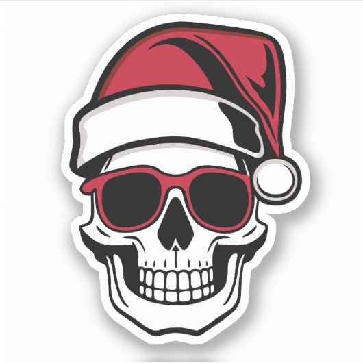 Santa schedel Gothic Kerstmis Sticker (Voorkant)