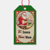 Santa Schilderen van een Dollhouse Gift-Label Cadeaulabel (Achterkant)