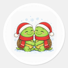Santa Schildpadden Ronde Sticker