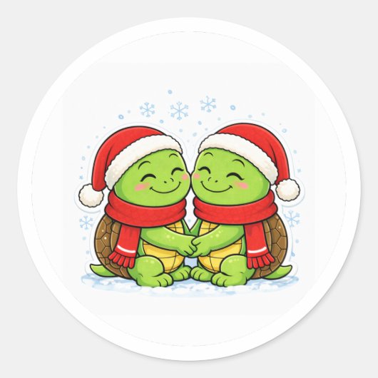 Santa Schildpadden Ronde Sticker (Voorkant)