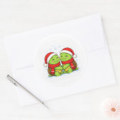Santa Schildpadden Ronde Sticker (Envelop)