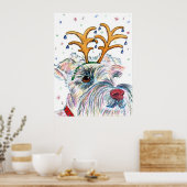 Santa Schnauzer Canvas Afdrukken Poster (Keuken)