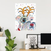 Santa Schnauzer Canvas Afdrukken Poster (Thuiskantoor)