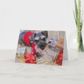 Santa Schnauzer-kerstkaart Feestdagen Kaart (Voorkant)