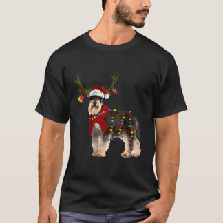 Santa Schnauzer rendieren licht kerstcadeaus T-shirt
