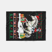Santa Schnauzer Riding Horse Christmas Sweater Lov Fleece Deken (Voorkant (Horizontaal))