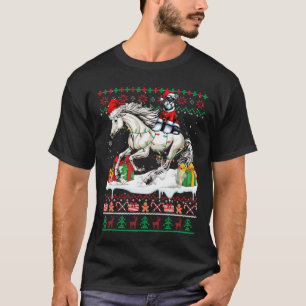 Santa Schnauzer Riding Horse Christmas Sweater Lov T-shirt