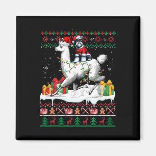 Santa Schnauzer Riding Llama Kersttrui Lov Magneet