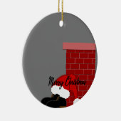 Santa schoenen schoorsteen keramisch ornament (Rechts)