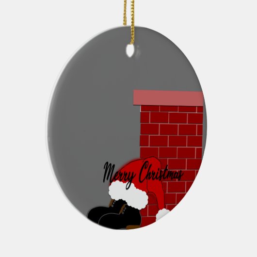 Santa schoenen schoorsteen keramisch ornament (Rechts)