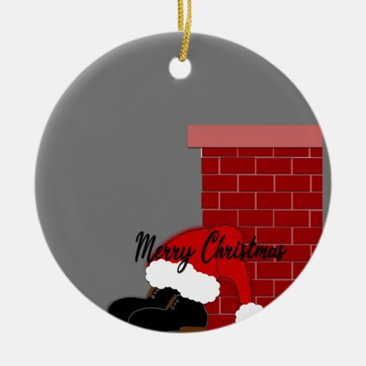 Santa schoenen schoorsteen keramisch ornament (Voorkant)