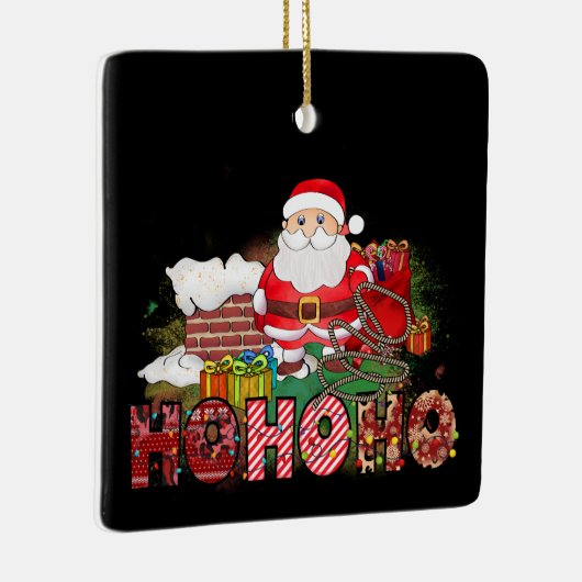 Santa schoorsteen Gifts Ho Ho Ho Keramisch Ornament (Rechts)