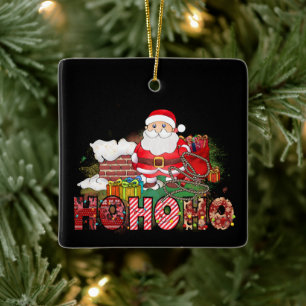 Santa schoorsteen Gifts Ho Ho Ho Keramisch Ornament