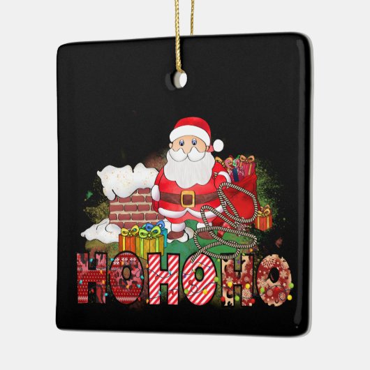 Santa schoorsteen Gifts Ho Ho Ho Keramisch Ornament (Links)