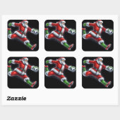 Santa schopt een Voetbal buiten Vierkante Sticker (Vel)