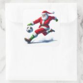 Santa schopt een Voetbal buiten Vierkante Sticker (Tas)