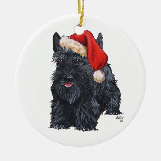 Santa Scottie Dog Ornament (Voorkant)