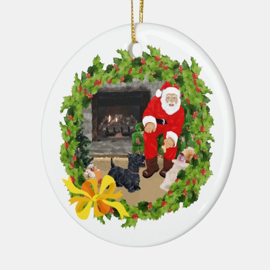 Santa Scottie Dog Ornament (Links)