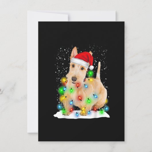 Santa Scottish Terrier met kerstlicht Pajama Dog Kaart (Voorkant)
