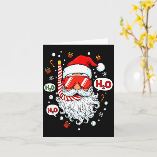 Santa Scuba Diving Equipment Funny Scuba Diver Chr Kaart (Gele Bloem)