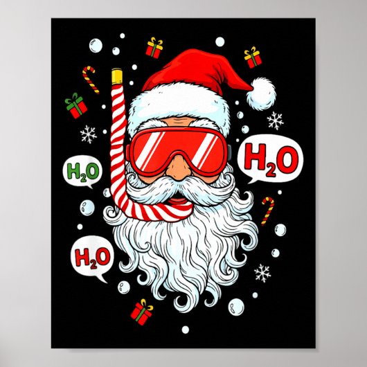Santa Scuba Diving Equipment Funny Scuba Diver Chr Poster (Voorkant)