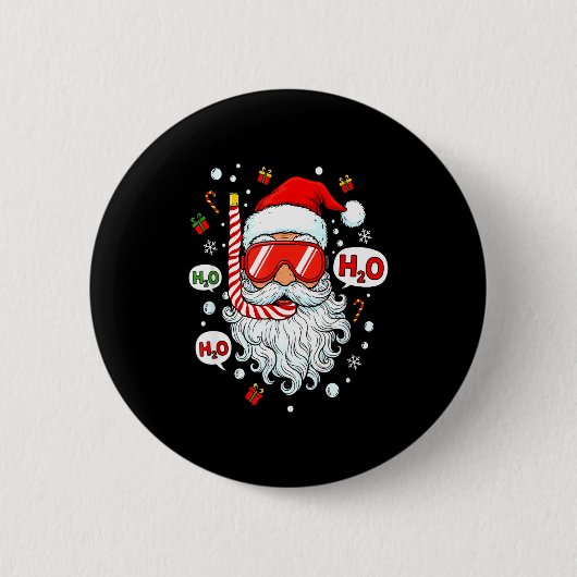 Santa Scuba Diving Equipment Funny Scuba Diver Chr Ronde Button 5,7 Cm (Voorkant)