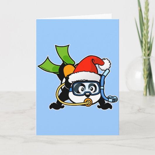 Santa Scuba Panda Feestdagen Kaart (Voorkant)