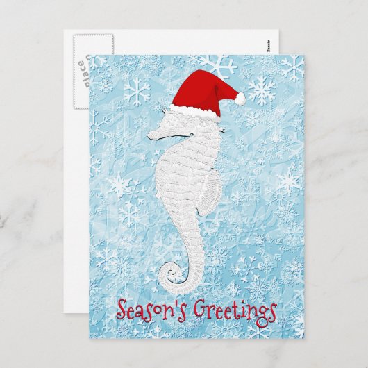 Santa Seahorse personaliseren Feestdagenkaart (Voorkant / Achterkant)