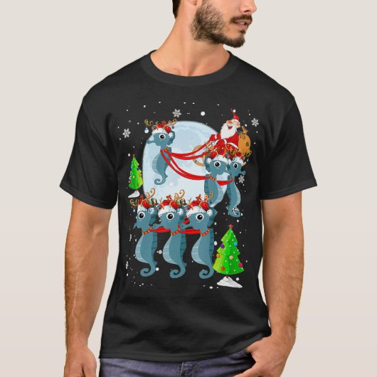 Santa Seahorse Sleigh T-shirt (Voorkant)
