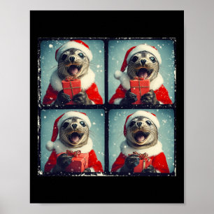 Santa Seal Ocean Animal Photography Zee Lion Chris Poster