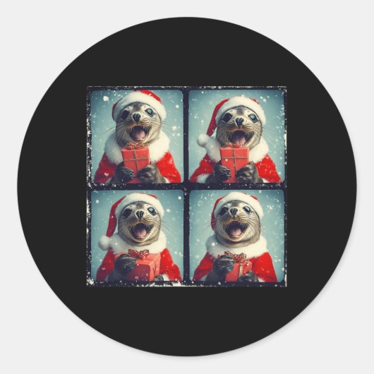 Santa Seal Ocean Animal Photography Zee Lion Chris Ronde Sticker (Voorkant)
