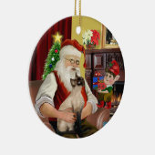 Santa - Seal Point Siamese kat Keramisch Ornament (Rechts)