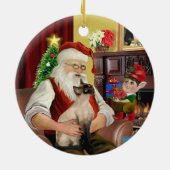 Santa - Seal Point Siamese kat Keramisch Ornament (Achterkant)