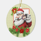 Santa Selfie Art Keramische kerstversiering Keramisch Ornament (Links)