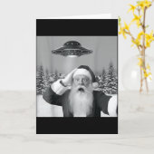 Santa Selfie With Reindeer Ufo Funny Xmas Men Wome Kaart (Gele Bloem)