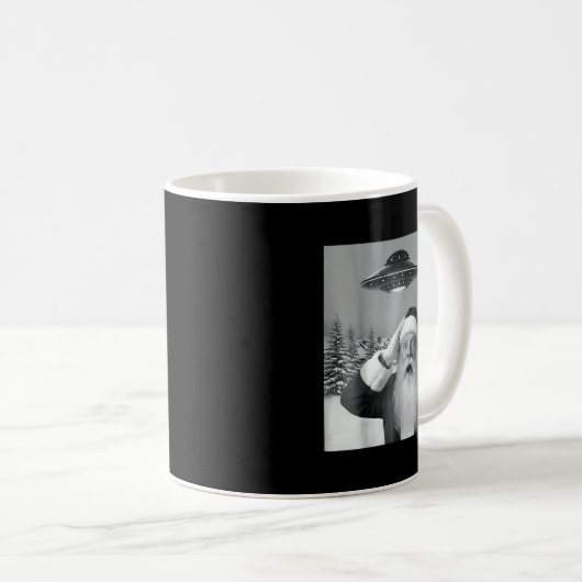 Santa Selfie With Reindeer Ufo Funny Xmas Men Wome Koffiemok (Voorkant rechts)