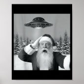 Santa Selfie With Reindeer Ufo Funny Xmas Men Wome Poster (Voorkant)