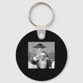 Santa Selfie With Reindeer Ufo Funny Xmas Men Wome Sleutelhanger (Voorkant)