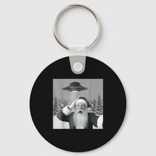 Santa Selfie With Reindeer Ufo Funny Xmas Men Wome Sleutelhanger (Voorkant)