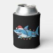 Santa Shark Christmas Lights Sharkmas Tree Xmas Blikjeskoeler (Blikje Voorkant)