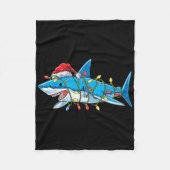 Santa Shark Christmas Lights Sharkmas Tree Xmas Bo Fleece Deken (Voorkant)