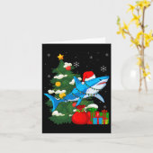 Santa Shark Christmas Lights Sharkmas Tree Xmas Bo Kaart (Gele Bloem)