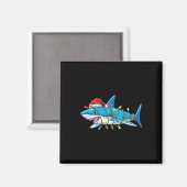 Santa Shark Christmas Lights Sharkmas Tree Xmas Bo Magneet (Voorkant / Achterkant)