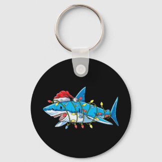 Santa Shark Christmas Lights Sharkmas Tree Xmas Bo Sleutelhanger