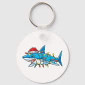 Santa Shark Christmas Lights Sharkmas Tree Xmas Bo Sleutelhanger (Achterkant)